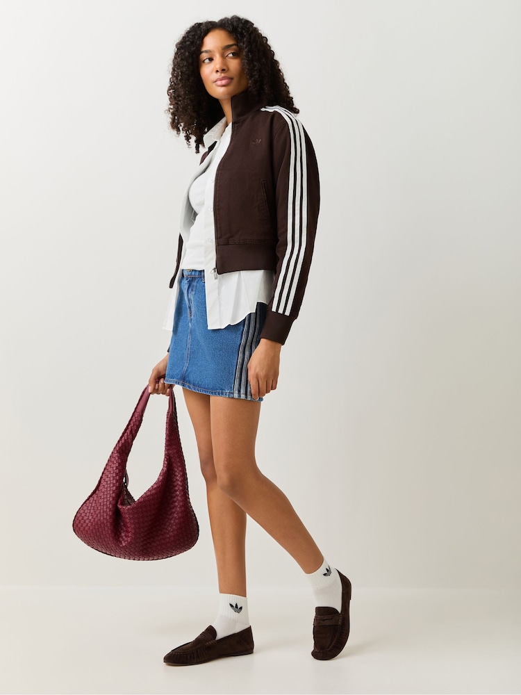 adidas Originals Brown Firebird Denim Track Top - Image 2 of 6 adidas Originals Brown Firebird Denim Track Top - Image 2 of 6