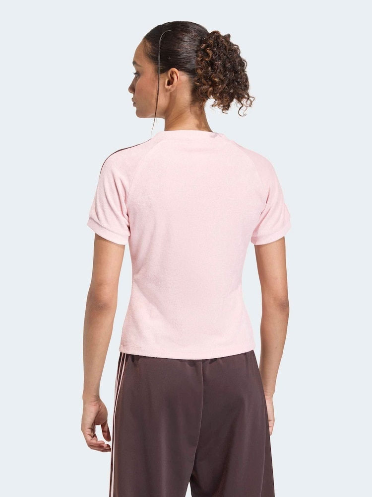 adidas Originals Pink Terry Towel Cali T-Shirt - Image 2 of 6
