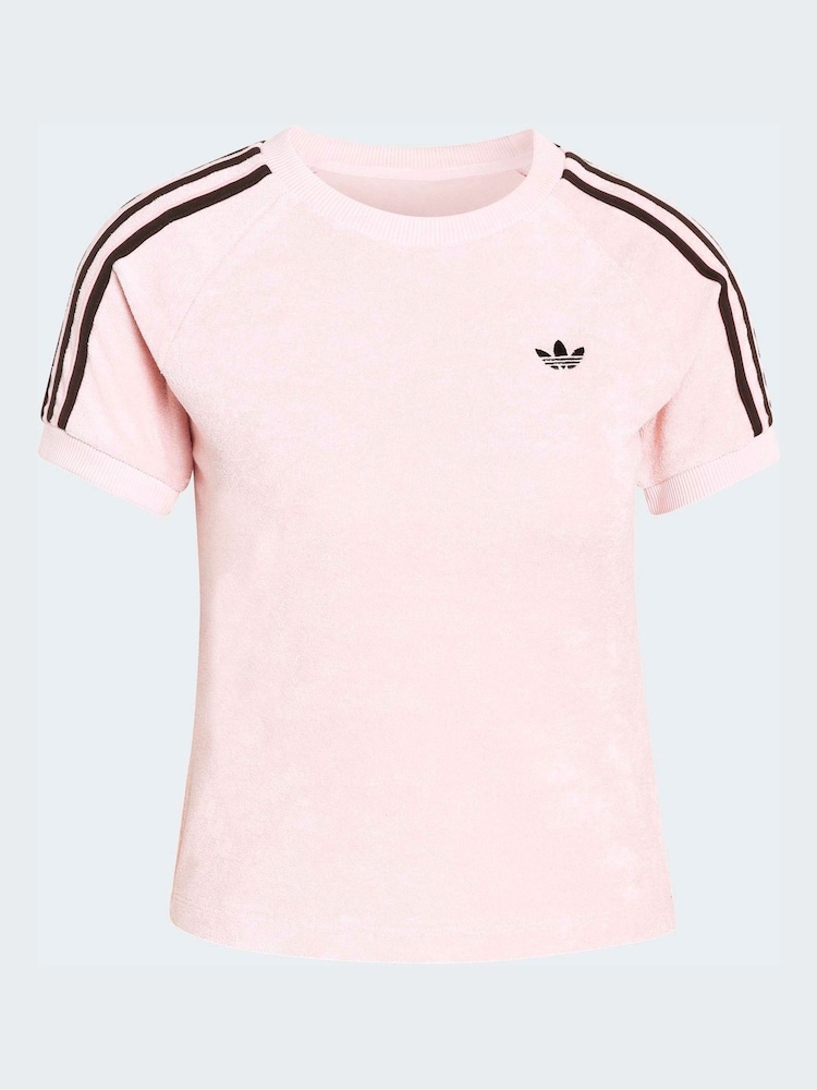 adidas Originals Pink Terry Towel Cali T-Shirt - Image 5 of 5