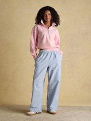 Joules Pink Embroidered Quarter Zip Sweatshirt - Image 3 of 9