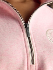Joules Pink Embroidered Quarter Zip Sweatshirt - Image 4 of 9