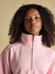 Joules Pink Embroidered Quarter Zip Sweatshirt - Image 5 of 9