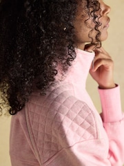 Joules Pink Embroidered Quarter Zip Sweatshirt - Image 6 of 9