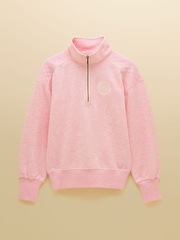 Joules Pink Embroidered Quarter Zip Sweatshirt - Image 9 of 9