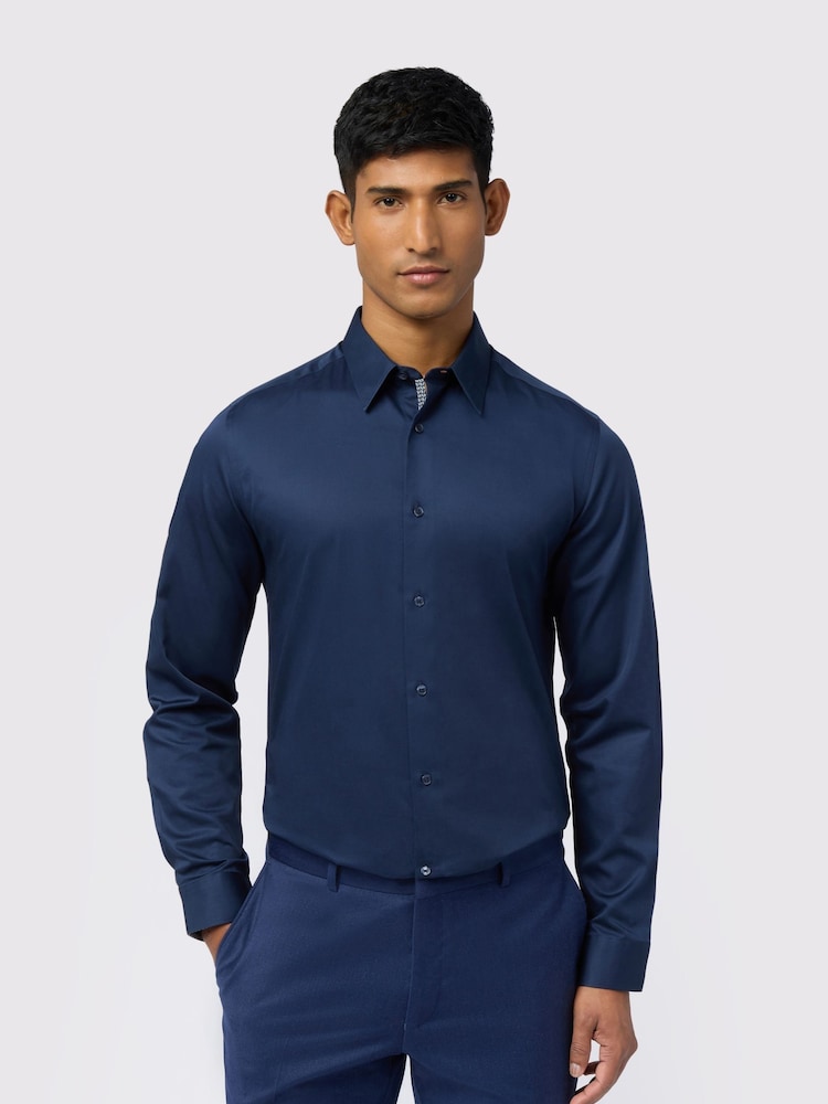 Ted Baker Tailoring Slim Blue Luuk Stretch Shirt - Image 1 of 5 Ted Baker Tailoring Slim Blue Luuk Stretch Shirt - Image 1 of 5