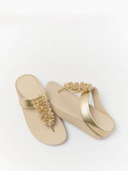 FitFlop Silver Fino Bauble Bead Toe Post Sandals - صورة 2 من 5