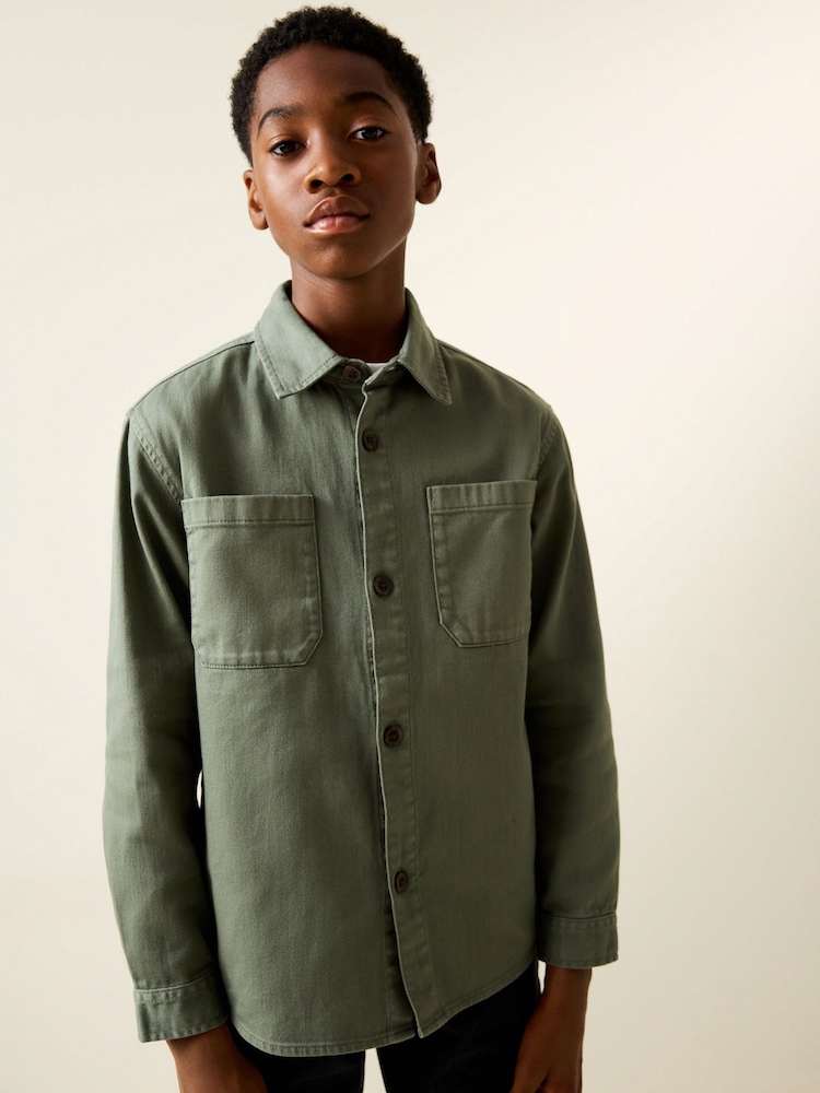 Khaki Green Canvas Overshirt (3-16yrs) - Image 1 of 11