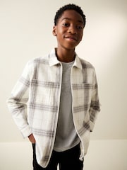Grey/White Check Zip Through Overshirt (3-16yrs) - Image 1 of 9