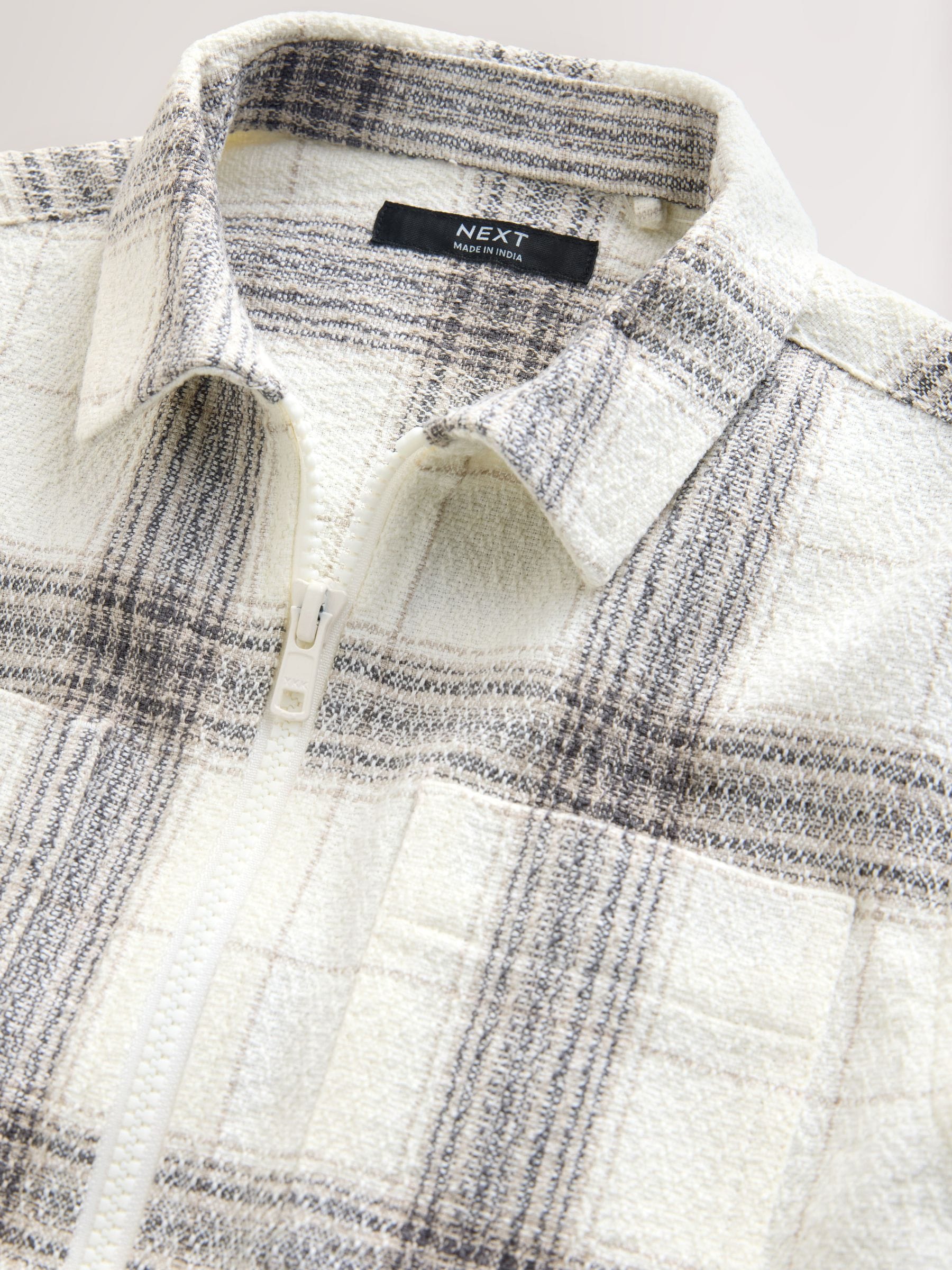 Buy Grey/White Check Zip Through Overshirt (3-16yrs) from Next Romania