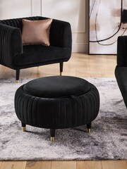 Soft Velvet Black Evie Storage Stool - Image 1 of 8