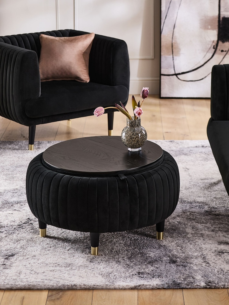 Soft Velvet Black Evie Storage Stool - Image 2 of 8