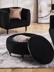 Soft Velvet Black Evie Storage Stool - Image 3 of 8