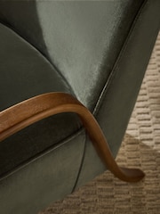 Relaxed Chenille Forest Green Hensley Wooden Accent Chair - Image 3 of 10