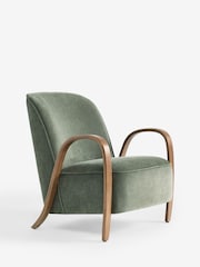 Relaxed Chenille Forest Green Hensley Wooden Accent Chair - Image 6 of 10