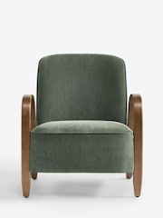 Relaxed Chenille Forest Green Hensley Wooden Accent Chair - Image 7 of 10