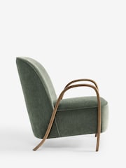 Relaxed Chenille Forest Green Hensley Wooden Accent Chair - Image 8 of 10