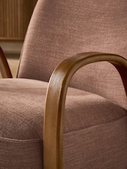 Relaxed Linen Look Rust Brown Hensley Wooden Accent Chair - Image 2 of 10