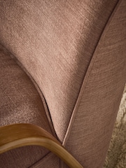 Relaxed Linen Look Rust Brown Hensley Wooden Accent Chair - Image 5 of 10