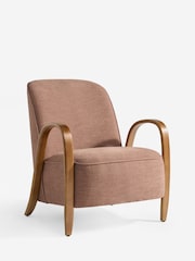 Relaxed Linen Look Rust Brown Hensley Wooden Accent Chair - Image 6 of 10