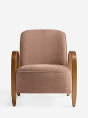 Relaxed Linen Look Rust Brown Hensley Wooden Accent Chair - Image 7 of 10