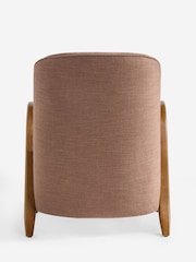 Relaxed Linen Look Rust Brown Hensley Wooden Accent Chair - Image 9 of 10