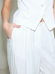 White Superwide Pleated Trousers - Image 5 of 9