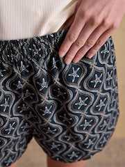 Joules Navy Starfish Pull On Pure Linen Short - Image 6 of 9