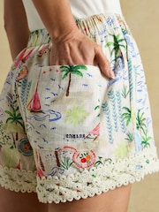 Joules Crotchet Trim Coastal Scene Pull On Short - Image 7 of 9