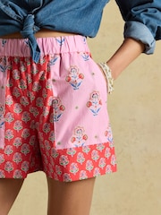 Joules Iris Pink and Red Hotchpotch Printed Shorts - Image 4 of 8