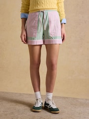 Joules Annie Green Pink Hotchpotch Stripe Pull On Oxford Shorts - Image 1 of 7