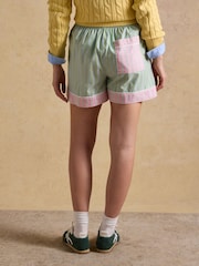 Joules Annie Green Pink Hotchpotch Stripe Pull On Oxford Shorts - Image 2 of 7