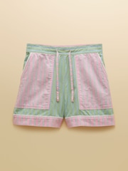 Joules Annie Green Pink Hotchpotch Stripe Pull On Oxford Shorts - Image 7 of 7