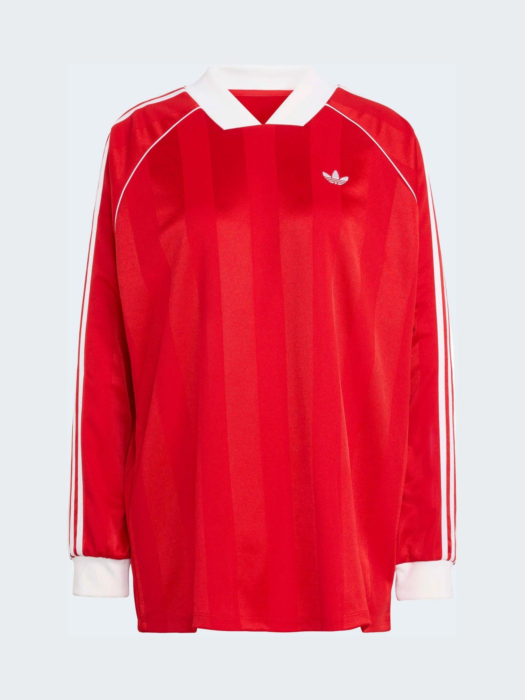 Buy adidas Originals Red 3-Stripes Jaquard Long Sleeve T-Shirt