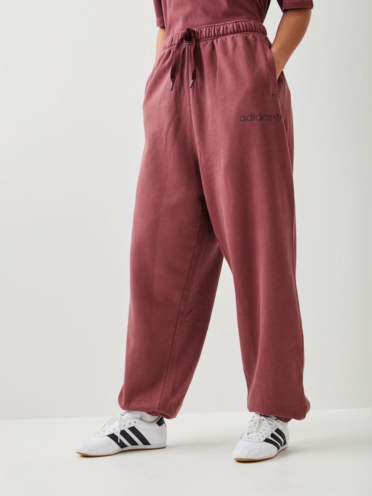 adidas Originals Red Essentials Linear Boyfriend Washed Joggers - Image 1 of 4 adidas Originals Red Essentials Linear Boyfriend Washed Joggers - Image 1 of 4