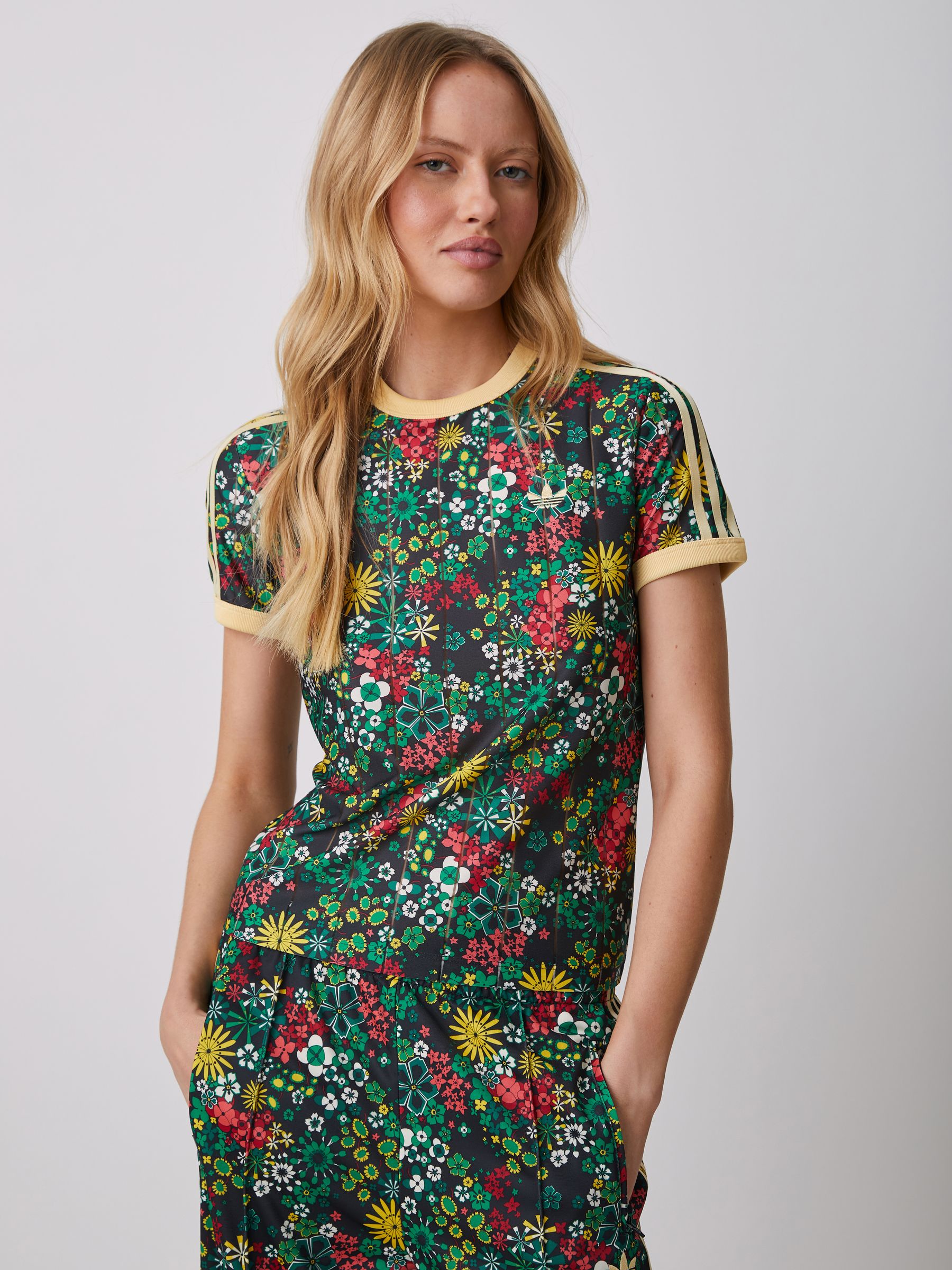 Buy adidas Originals Black x Liberty London 3-Stripe Slim T-Shirt