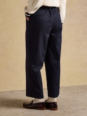 Joules Navy Wide Leg Cropped Chino Trousers with Elasticated Waist - Image 2 of 6