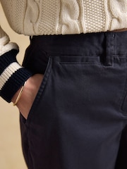 Joules Navy Wide Leg Cropped Chino Trousers with Elasticated Waist - Image 4 of 6