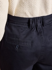 Joules Navy Wide Leg Cropped Chino Trousers with Elasticated Waist - Image 5 of 6