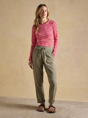 Joules Khaki Green Relaxed Chino Tapered Trousers - Image 5 of 10