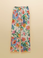多色花卉 - Joules Relaxed Wide Leg Trousers with Linen - 10的图像10｝
