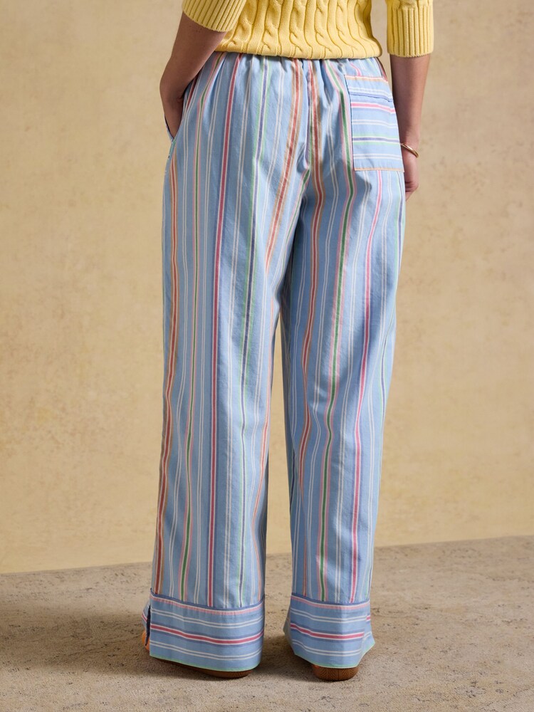 Joules Bella Blue Striped Pull On Cotton Trousers - Image 2 of 8 Joules Bella Blue Striped Pull On Cotton Trousers - Image 2 of 8