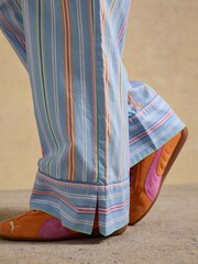 Joules Bella Blue Striped Pull On Cotton Trousers - Image 7 of 8
