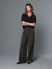 Charcoal Grey Wide Leg Jersey Joggers - Image 2 of 8