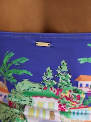 Joules Blue Costal Scene Print Halter Neck Swimsuit - Image 10 of 11