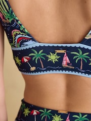 Joules Panel Navy Holiday Icons Bikini Top - Image 4 of 6