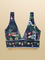 Joules Panel Navy Holiday Icons Bikini Top - Image 6 of 6