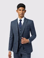 Ted Baker Tailoring Slim Blue Byrne Plum Check Jacket - Image 1 of 5