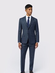 Ted Baker Tailoring Slim Blue Byrne Plum Check Jacket - Image 4 of 5