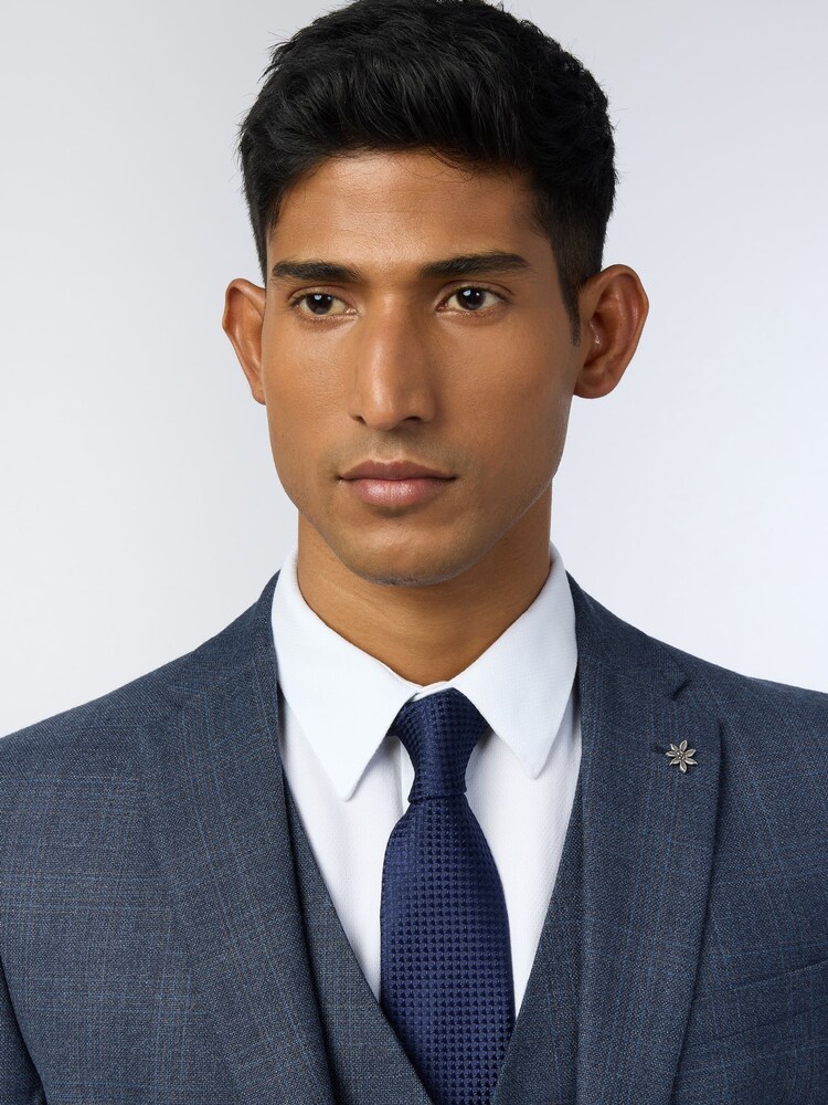 Ted Baker Tailoring Slim Blue Byrne Plum Check Jacket - Image 5 of 5