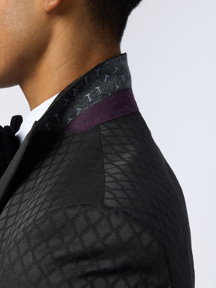 Ted Baker Tailoring Diamond Jacquard Black Jacket - Image 1 of 14